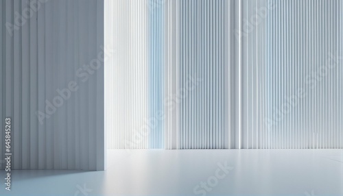 Minimalistic white and light blue architectural background banner with tilted columns  beautiful and airy
