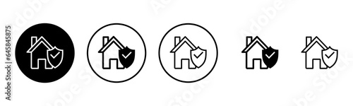 home insurance icon set illustration. home protection sign and symbol