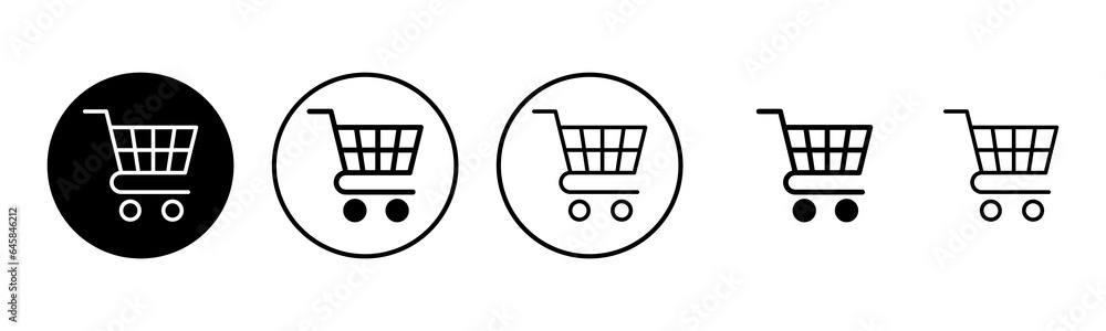 Shopping icon set illustration. Shopping cart sign and symbol. Trolley icon Shopping icon set illustration. Shopping cart sign and symbol. Trolley icon