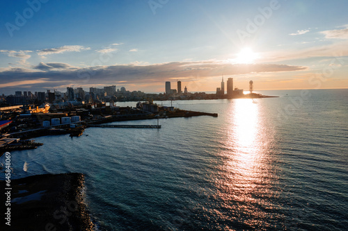 Batumi City at the sunset, drone aerial view © Mulderphoto