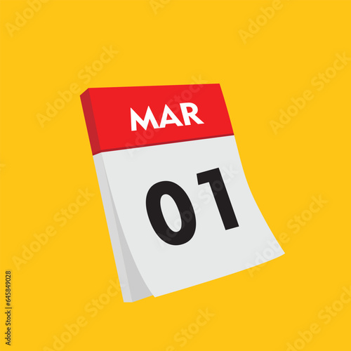 01 march icon with white background, calender icon