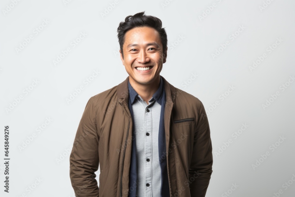 Portrait photography of a Vietnamese man in his 30s against a white background Portrait photography of a Vietnamese man in his 30s against a white background