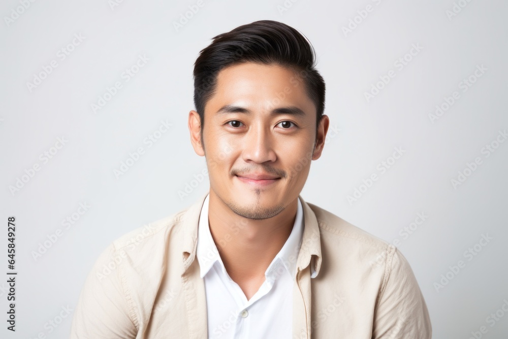 Portrait photography of a Vietnamese man in his 30s against a white background Portrait photography of a Vietnamese man in his 30s against a white background