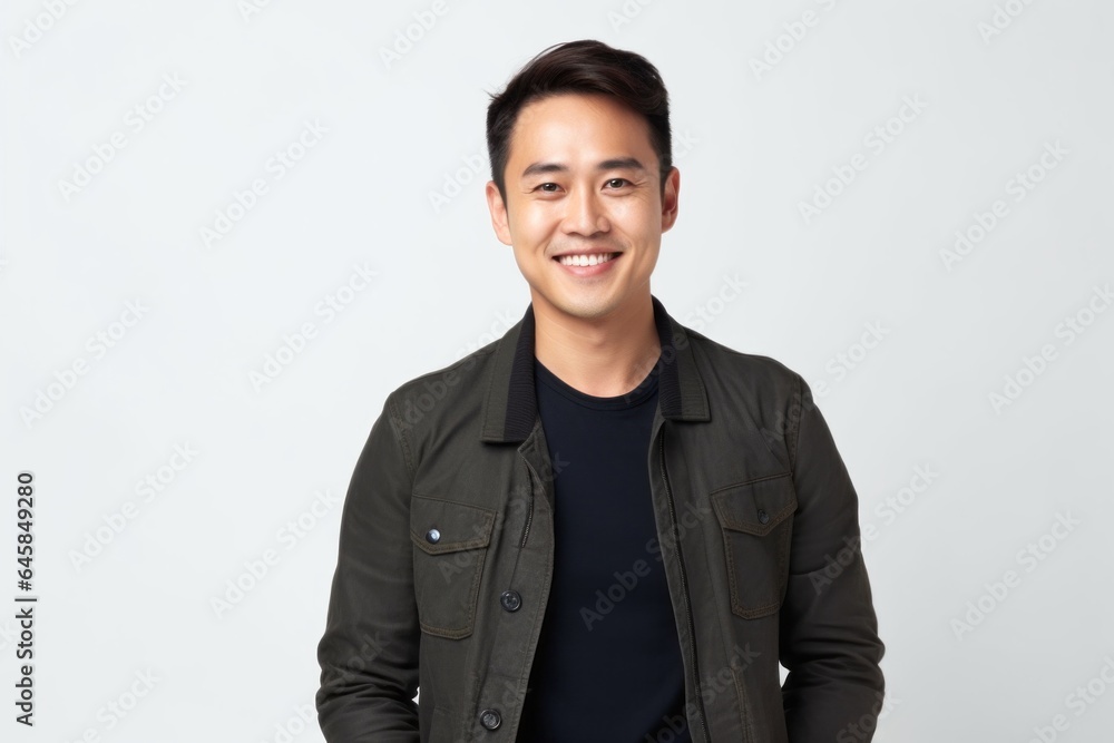 Medium shot portrait photography of a Vietnamese man in his 30s against a white background Medium shot portrait photography of a Vietnamese man in his 30s against a white background