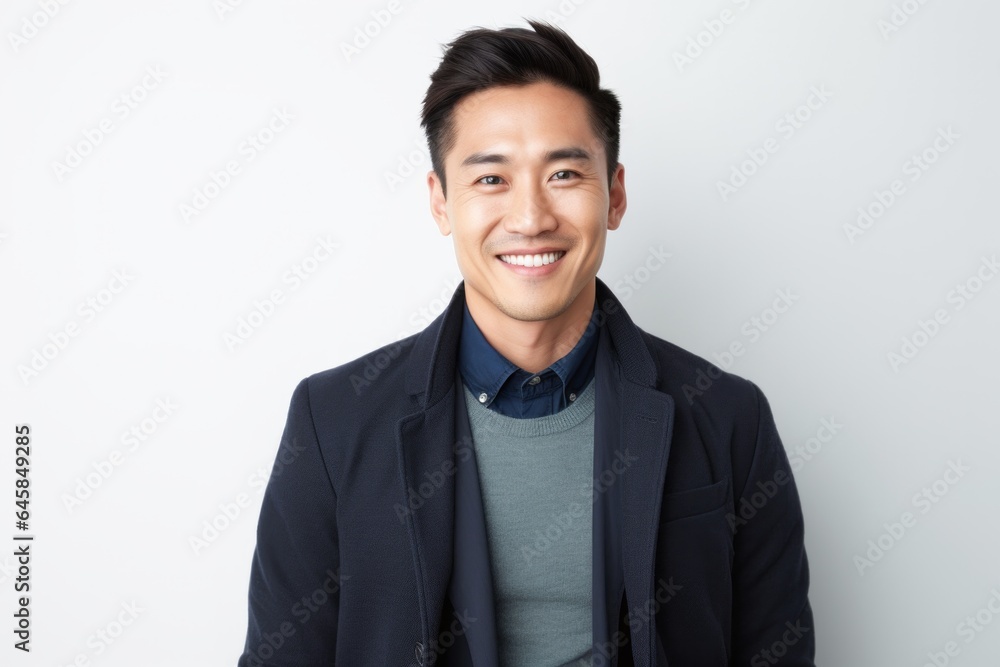 Portrait photography of a Vietnamese man in his 30s against a white background Portrait photography of a Vietnamese man in his 30s against a white background