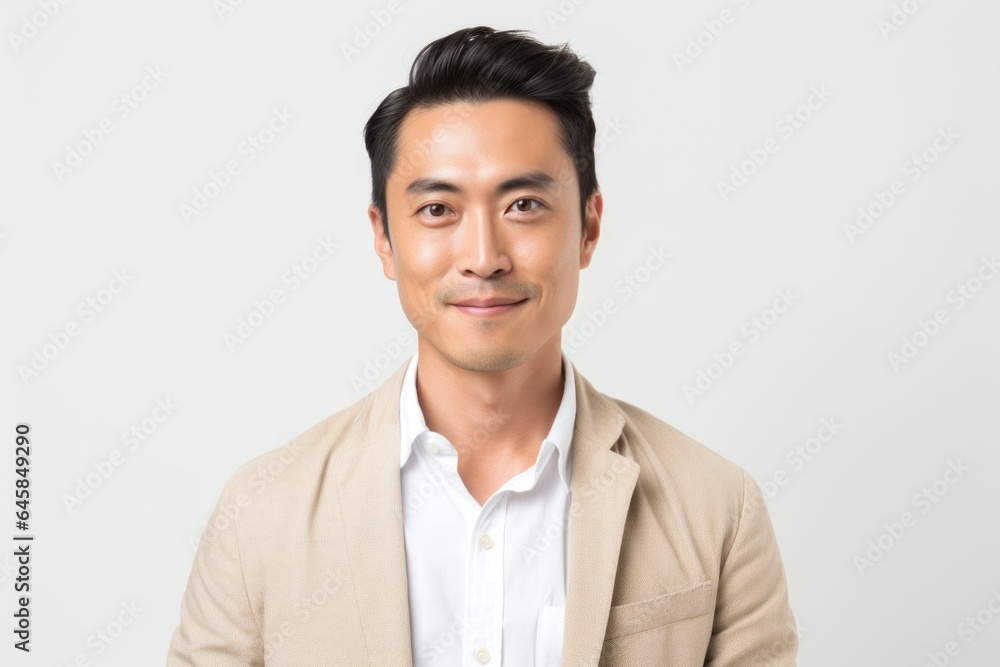 Portrait photography of a Vietnamese man in his 30s against a white background Portrait photography of a Vietnamese man in his 30s against a white background