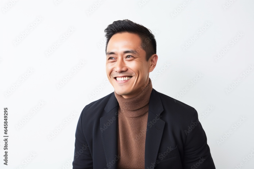Portrait photography of a Vietnamese man in his 30s against a white background Portrait photography of a Vietnamese man in his 30s against a white background