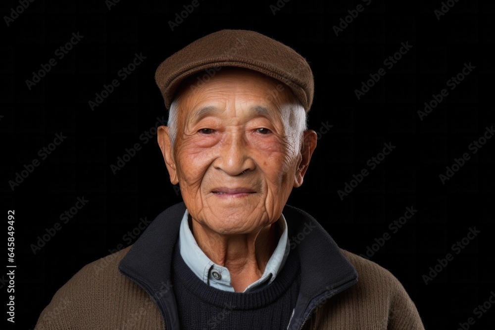 Portrait photography of a Vietnamese man in his 90s against a black background Portrait photography of a Vietnamese man in his 90s against a black background