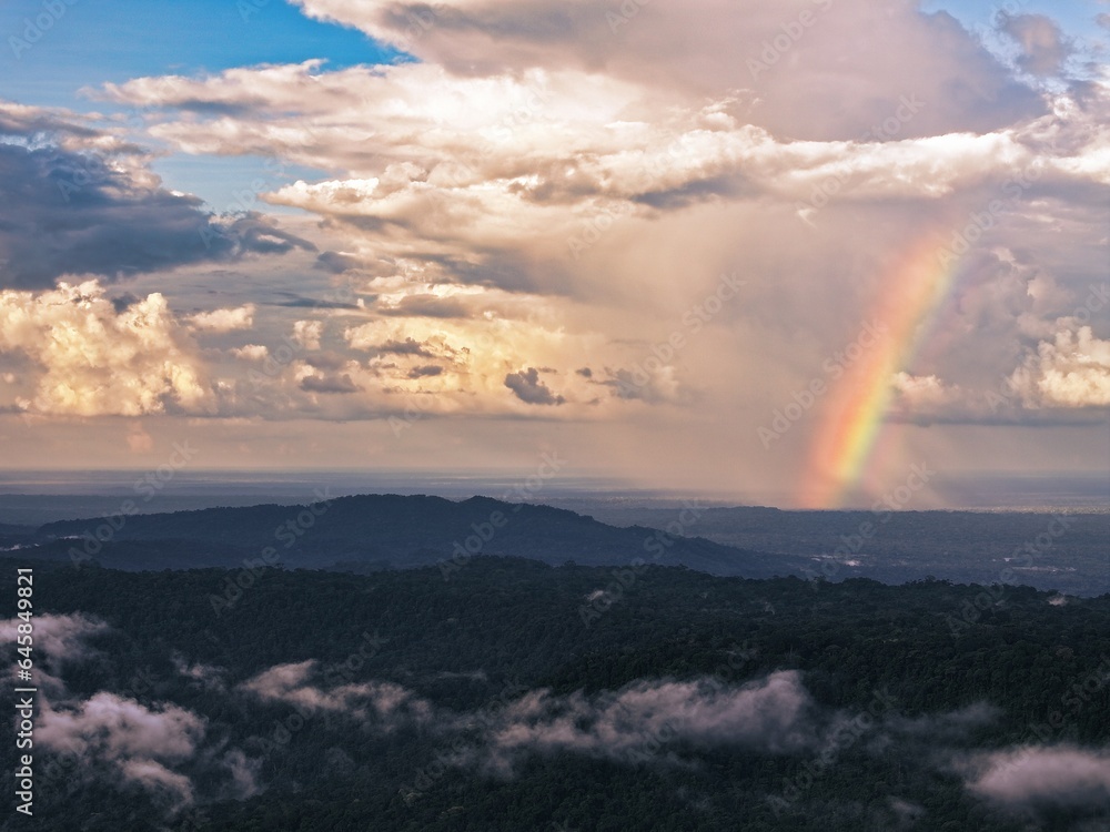 Rainbow over the Amazon rainforest