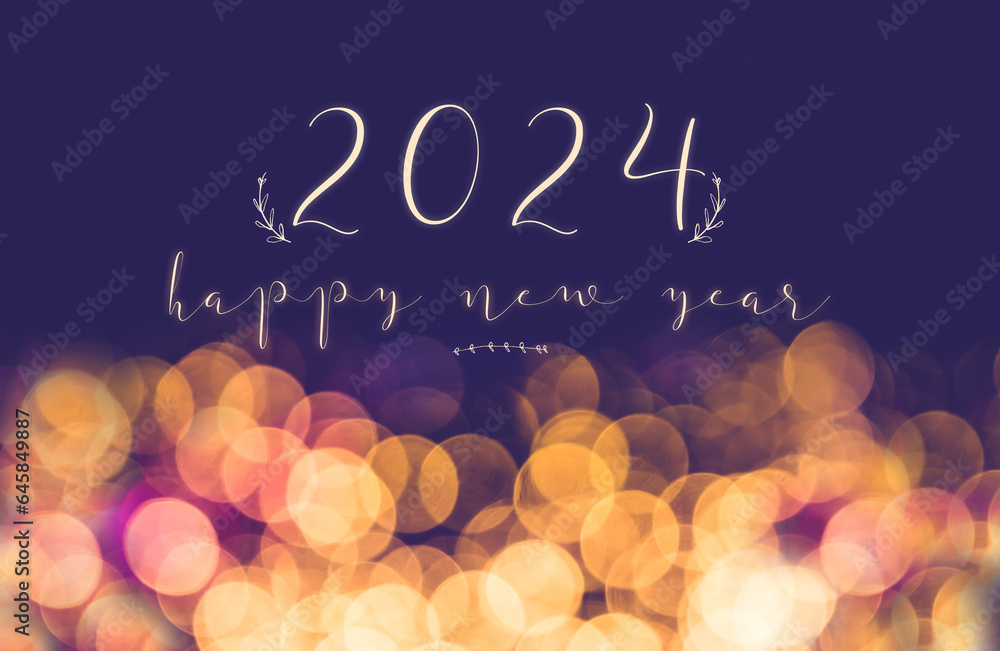 Naklejka premium 2024 happy new year with night boken background,holiday greeting card