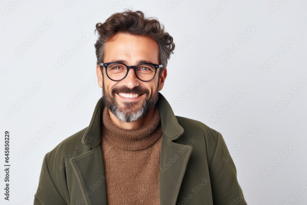 Fototapeta premium Medium shot portrait photography of a Italian man in his 30s against a white background