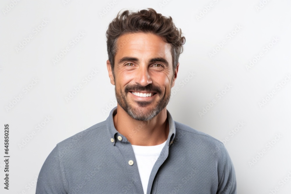 Obraz premium Lifestyle portrait photography of a Italian man in his 30s against a white background