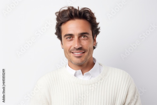 Portrait photography of a Italian man in his 30s against a white background