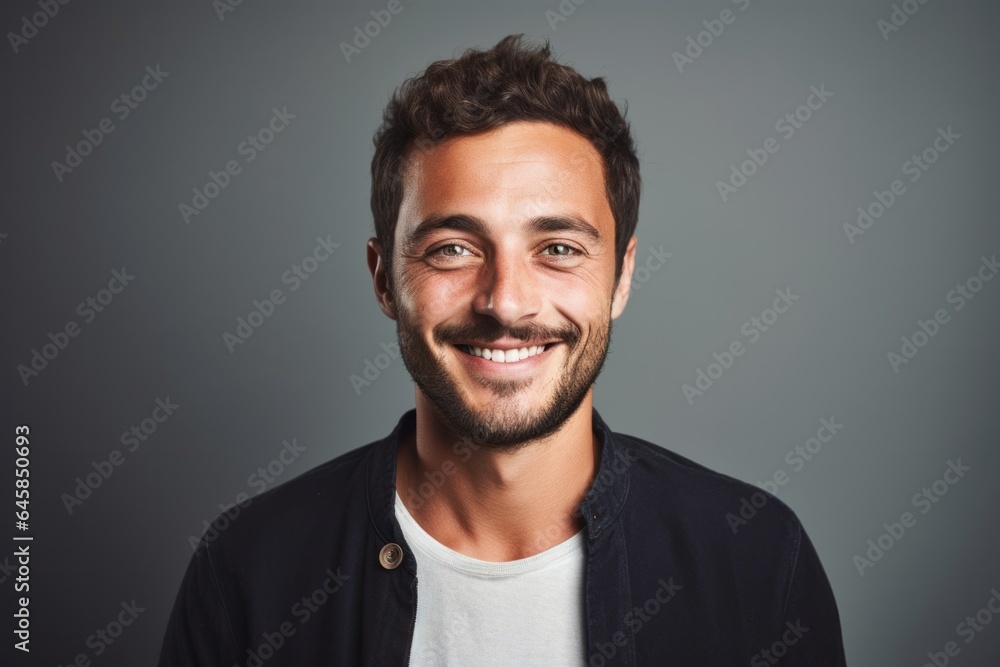 Portrait photography of a French man in his 20s against a minimalist or empty room background Portrait photography of a French man in his 20s against a minimalist or empty room background