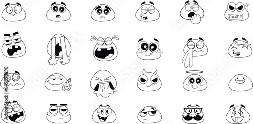 Emojis set of black and white icons for design Emoticon .EPS Editable