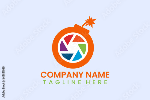 Flat bomb camera logo template icon symbol logo vector design illustration