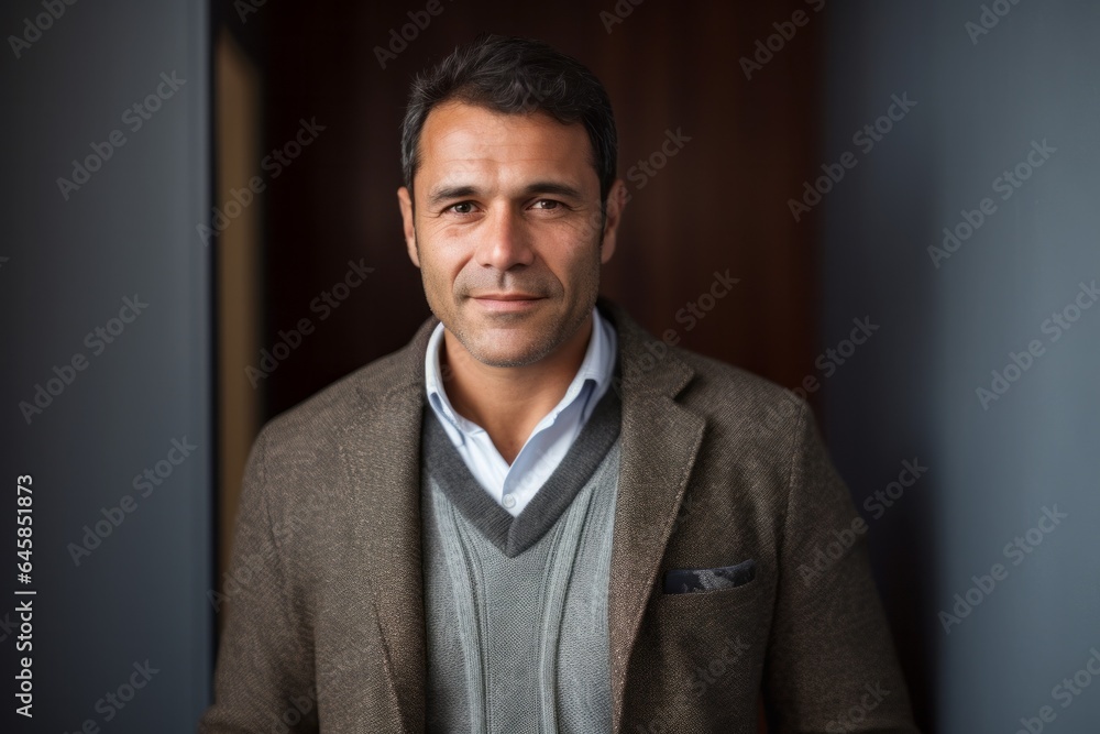 Lifestyle portrait photography of a Peruvian man in his 40s against an abstract background Lifestyle portrait photography of a Peruvian man in his 40s against an abstract background