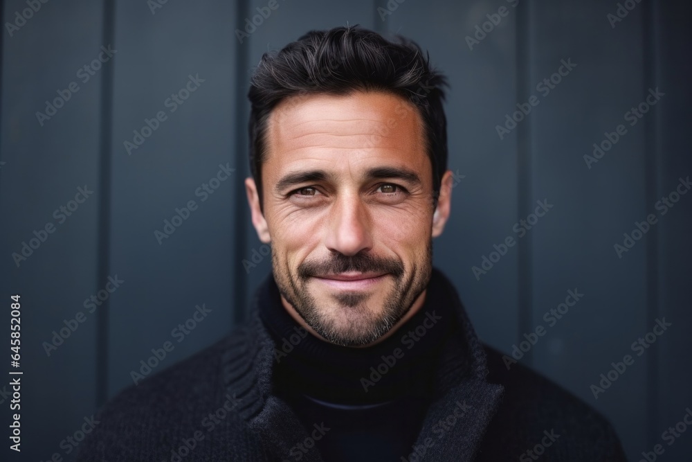 Medium shot portrait photography of a Italian man in his 30s against an abstract background
