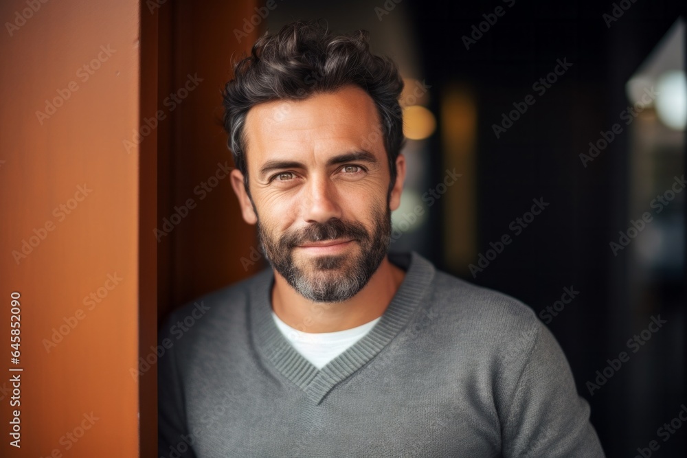 Medium shot portrait photography of a Italian man in his 30s against an abstract background Medium shot portrait photography of a Italian man in his 30s against an abstract background