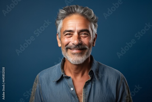 Portrait photography of a Colombian man in his 50s against an abstract background