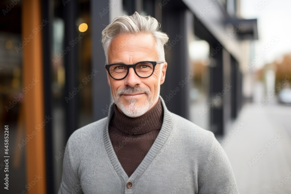 Medium shot portrait photography of a Swedish man in his 50s against an abstract background Medium shot portrait photography of a Swedish man in his 50s against an abstract background