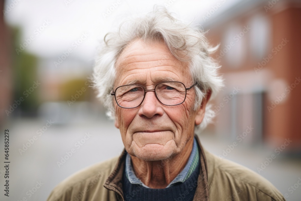 Medium shot portrait photography of a Swedish man in his 70s wearing a simple tunic against an abstract background Medium shot portrait photography of a Swedish man in his 70s wearing a simple tunic against an abstract background