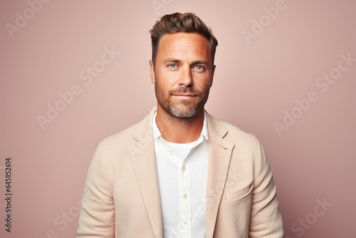 Group portrait photography of a Swedish man in his 30s against a pastel or soft colors background