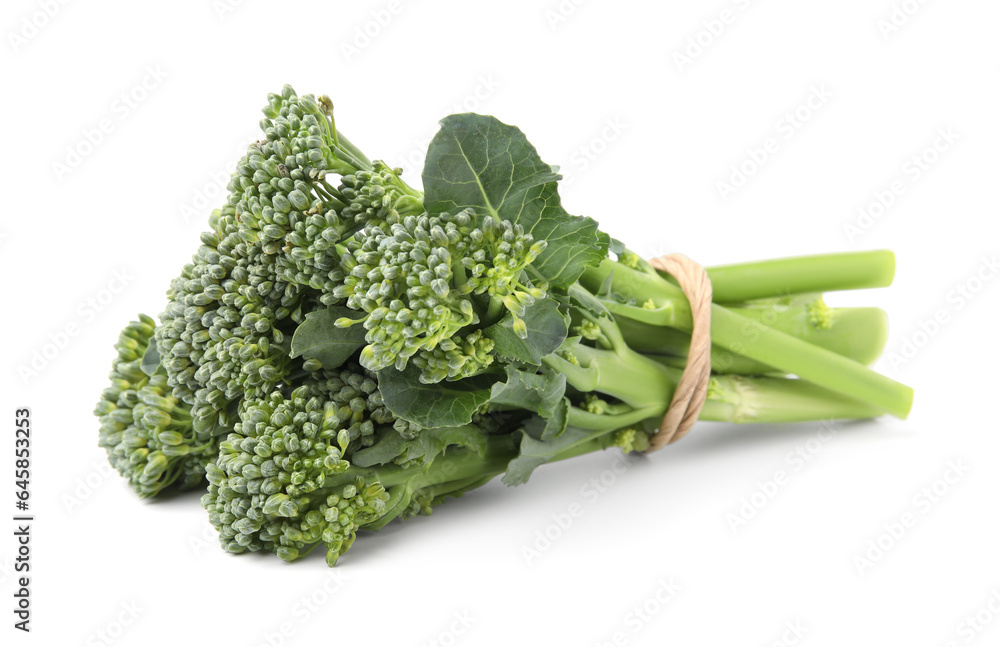 Fresh raw broccolini isolated on white. Healthy food Fresh raw broccolini isolated on white. Healthy food