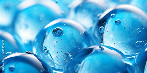 Blue Gel Balls, A Stunning Macro Shot of Watery Polymer Hydrogel in Crystal Liquid
