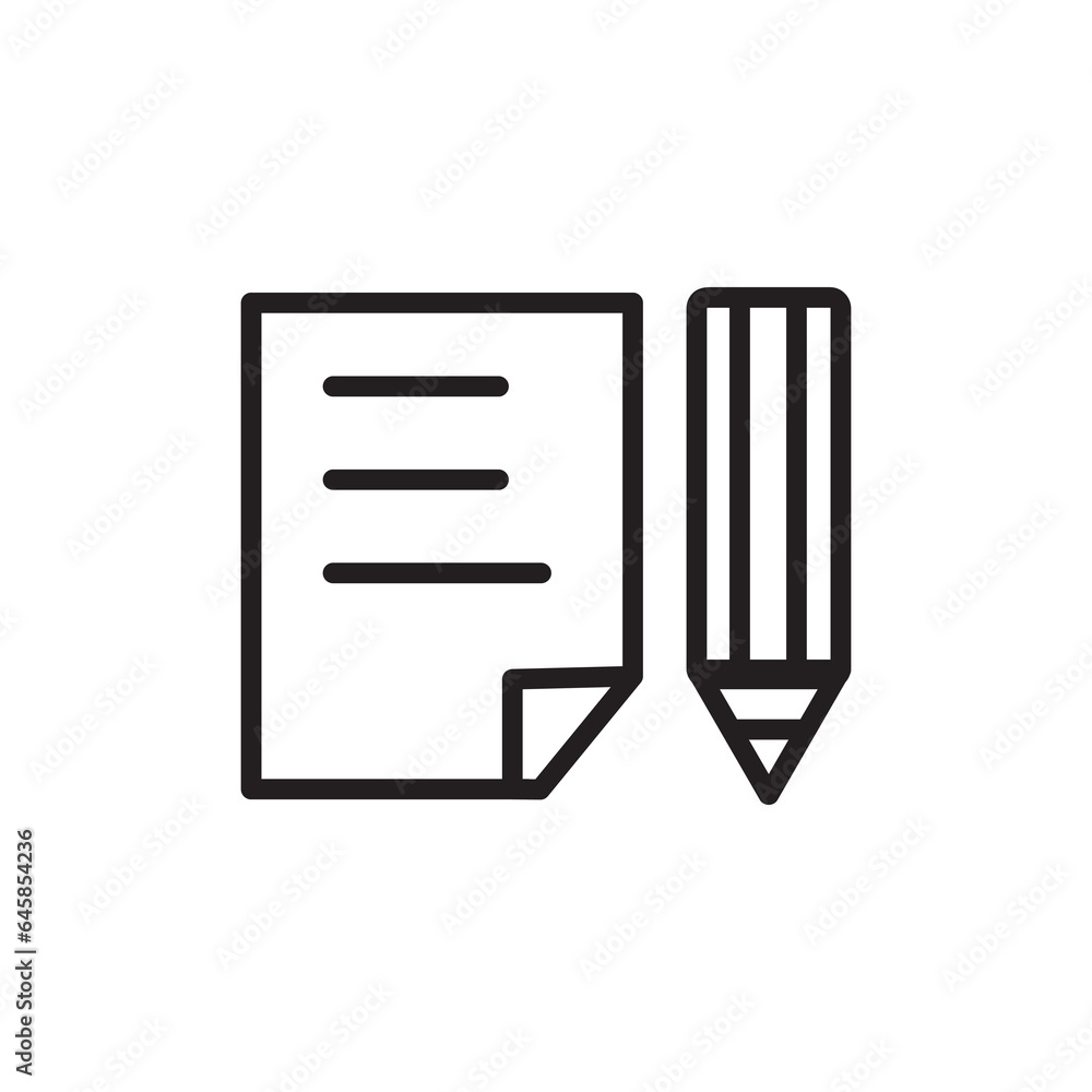 Notes paper and pen outline icon. Writing pad and pen simple line vector icon. flat illustration on white background..eps Notes paper and pen outline icon. Writing pad and pen simple line vector icon. flat illustration on white background..eps