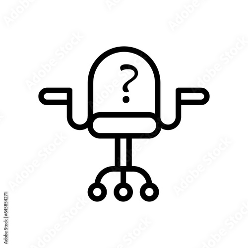 Office chair with question mark outline icon.Job Vacancy simple line flat illustration on white background..eps