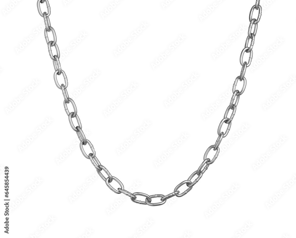 One common metal chain isolated on white One common metal chain isolated on white