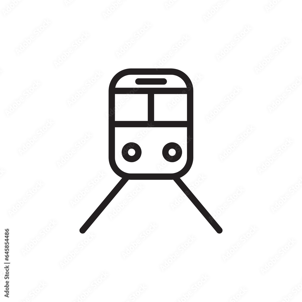Fototapeta premium Train, subway line icon, outline vector sign, linear flat illustration on white background..eps