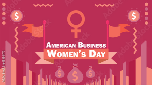 American Business women s  Day vector banner design. Happy American Business women s  Day modern minimal graphic poster illustration.