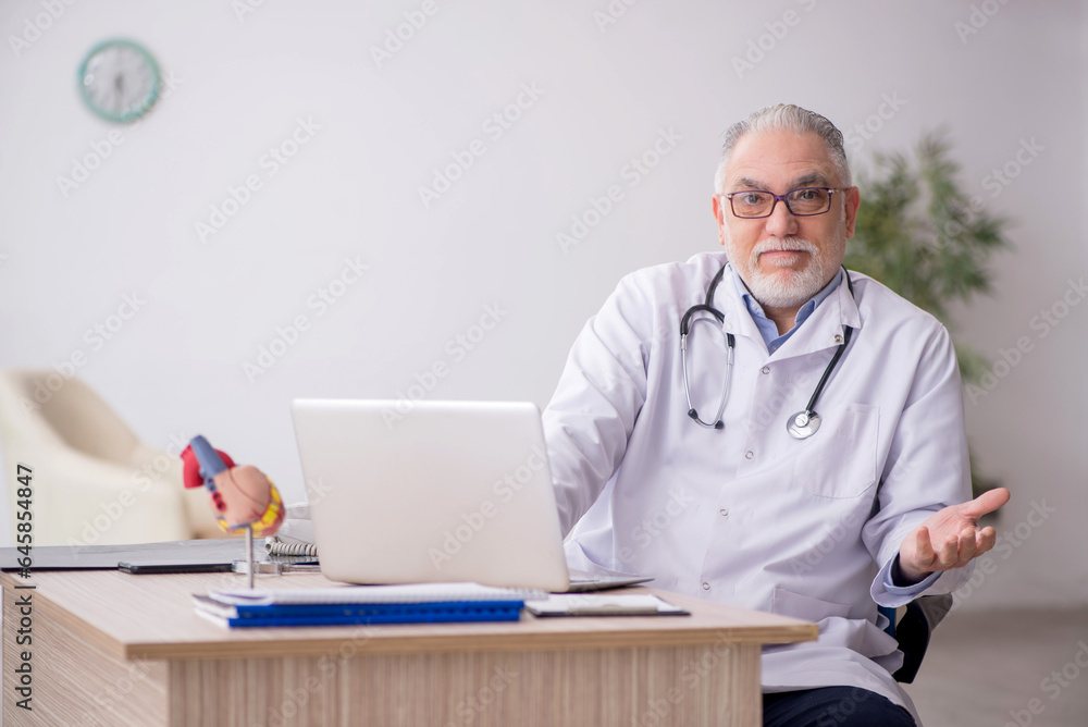 Old male doctor in telemedicine concept Old male doctor in telemedicine concept