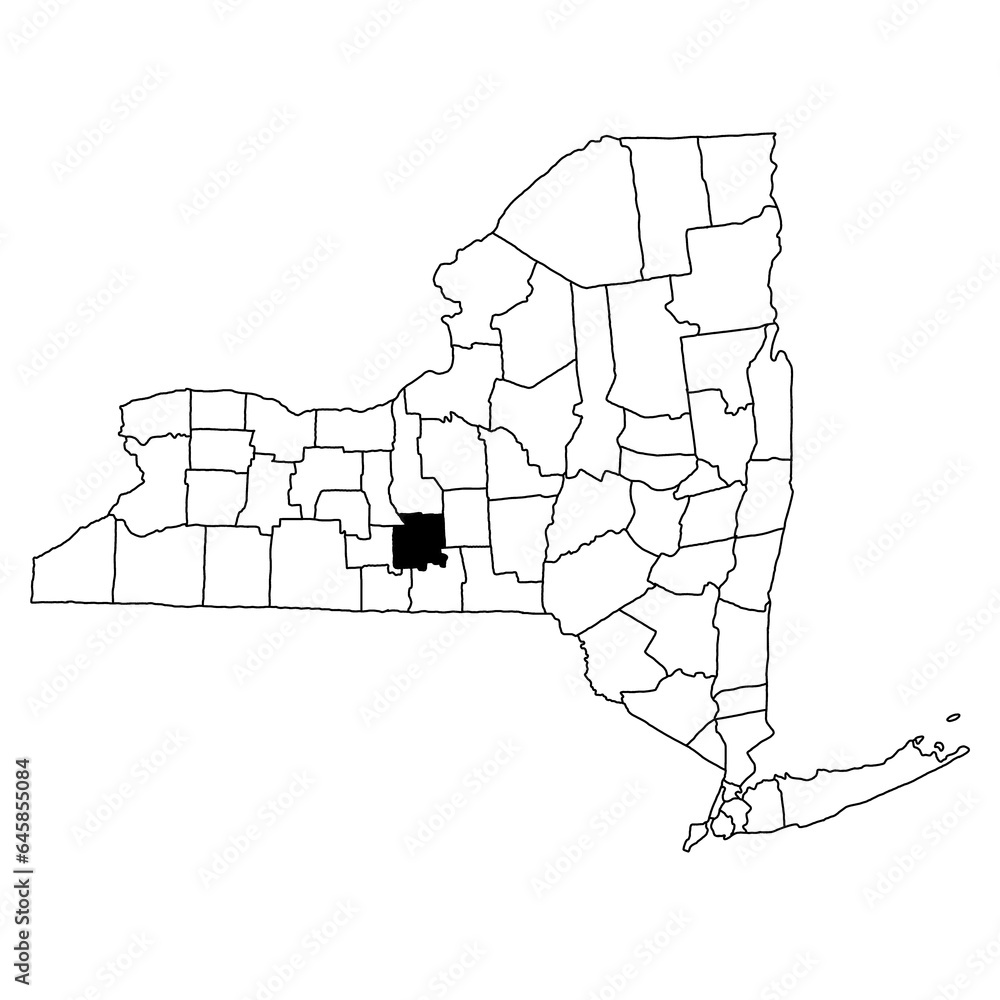 Map of Tompkins County in New York state on white background. single