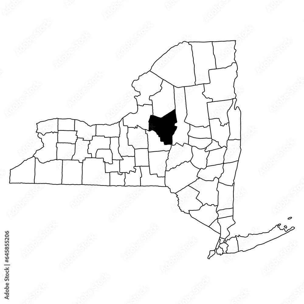 Map of Oneida County in New York state on white background. single County map highlighted by