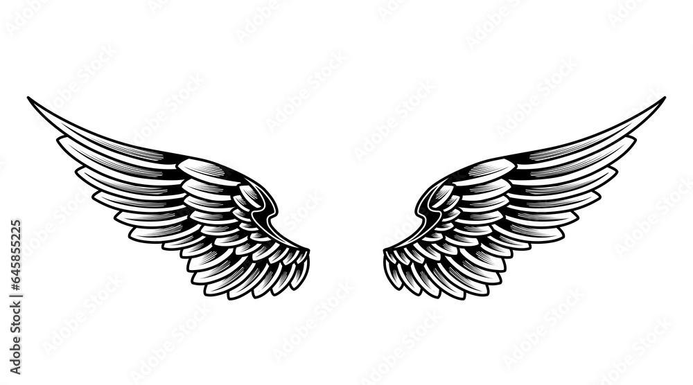 Vector angel wings tattoo design Vector angel wings tattoo design