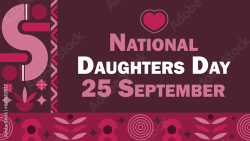 National Daughters Day vector banner design. Happy National Daughters Day modern minimal graphic poster illustration.
