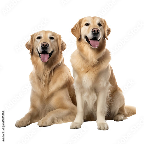 2 playful golden retrievers isolated on white