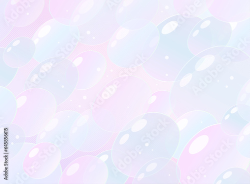 たくさんのシャボン玉が浮かぶ背景イラスト