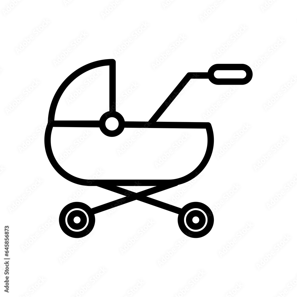 Baby carriage, pram line icon. Stroller outline trendy style illustration on white background..eps Baby carriage, pram line icon. Stroller outline trendy style illustration on white background..eps