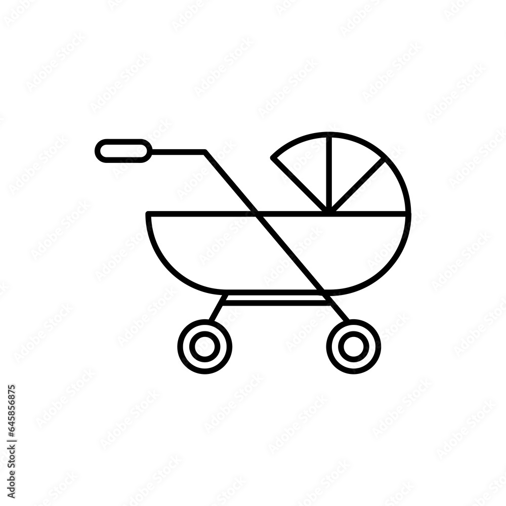 Baby carriage, pram line icon. Stroller outline vector icon. Symbol, flat illustration on white background..eps Baby carriage, pram line icon. Stroller outline vector icon. Symbol, flat illustration on white background..eps