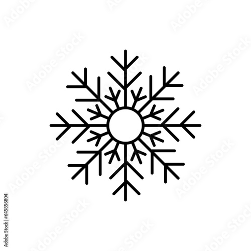 Snowflake outline icon. Snow winter holiday simple line flat illustration on white background..eps