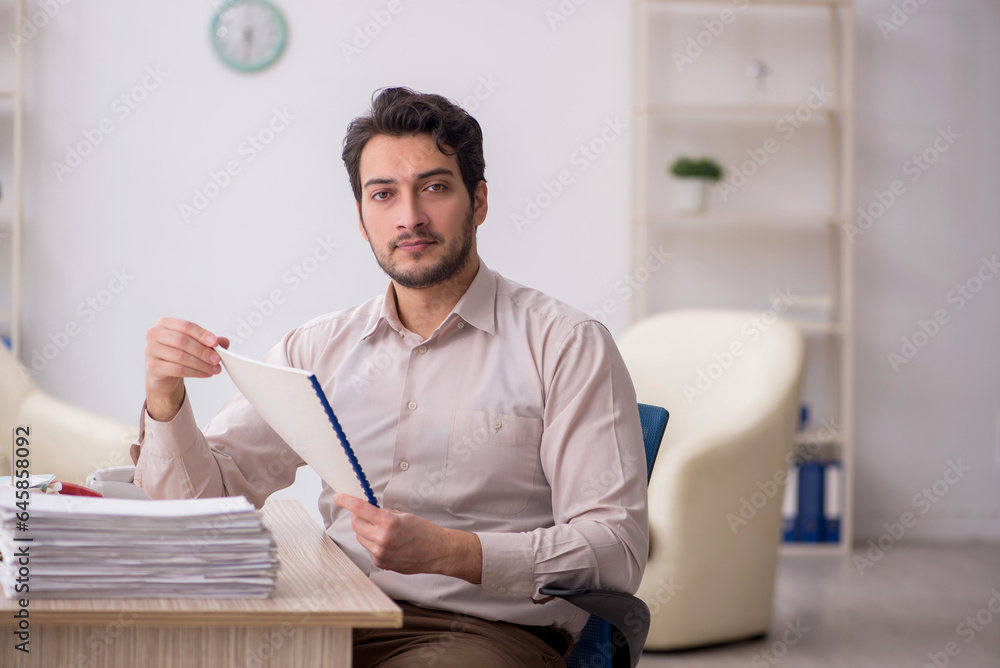 Young male accountant working in the office