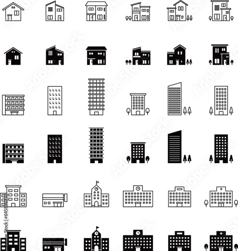 色々な建物のアイコンセット