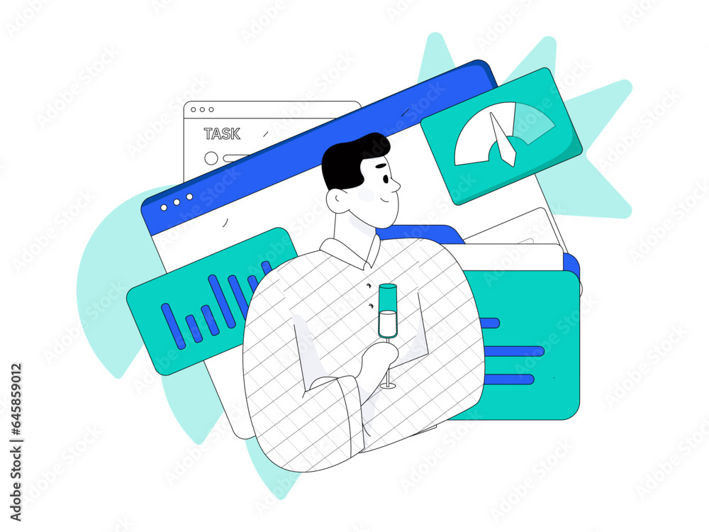 Business People Flat Vector Concept Operation Hand Drawn Illustration
