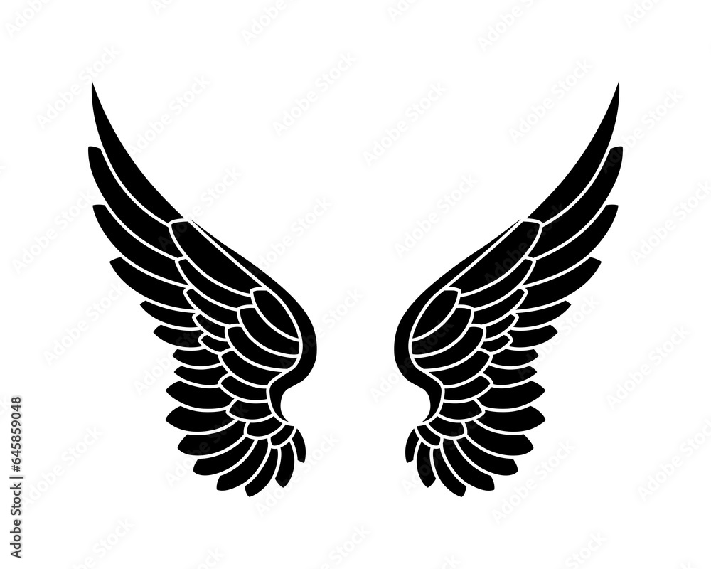 Obraz premium Vector silhouette of angel wings illustration
