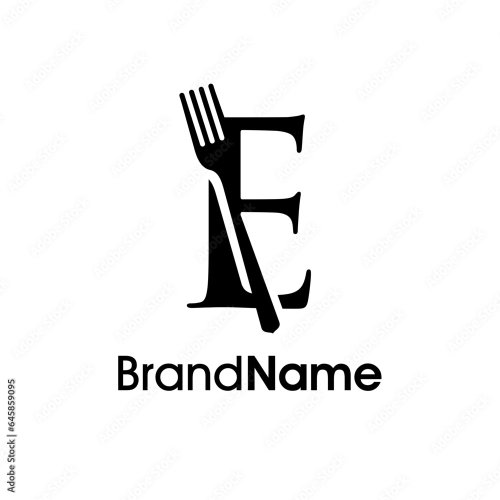 Elegant Initial E Fork Logo Elegant Initial E Fork Logo