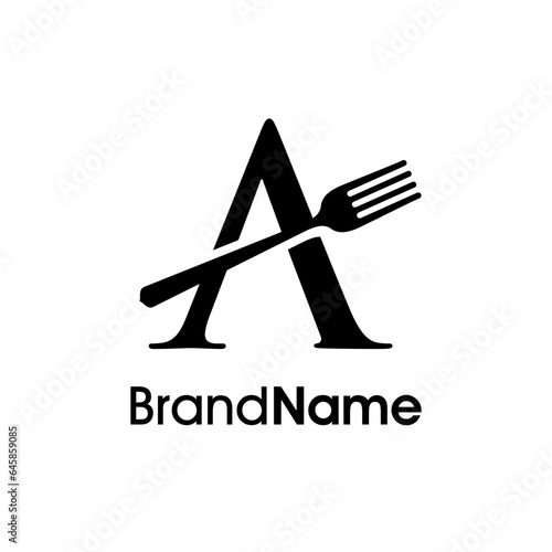 Elegant Initial A Fork Logo